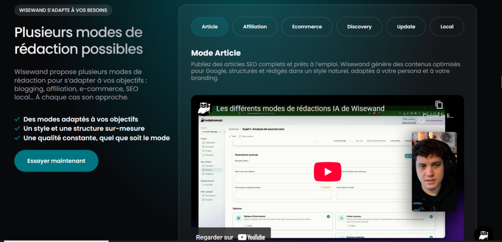 Wisewand ai fonctionnalités
