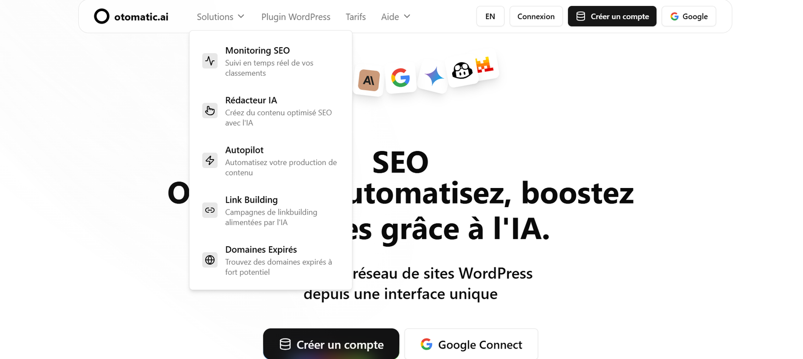 Otomatic — page d'accueil et interface du plugin WordPress 2026