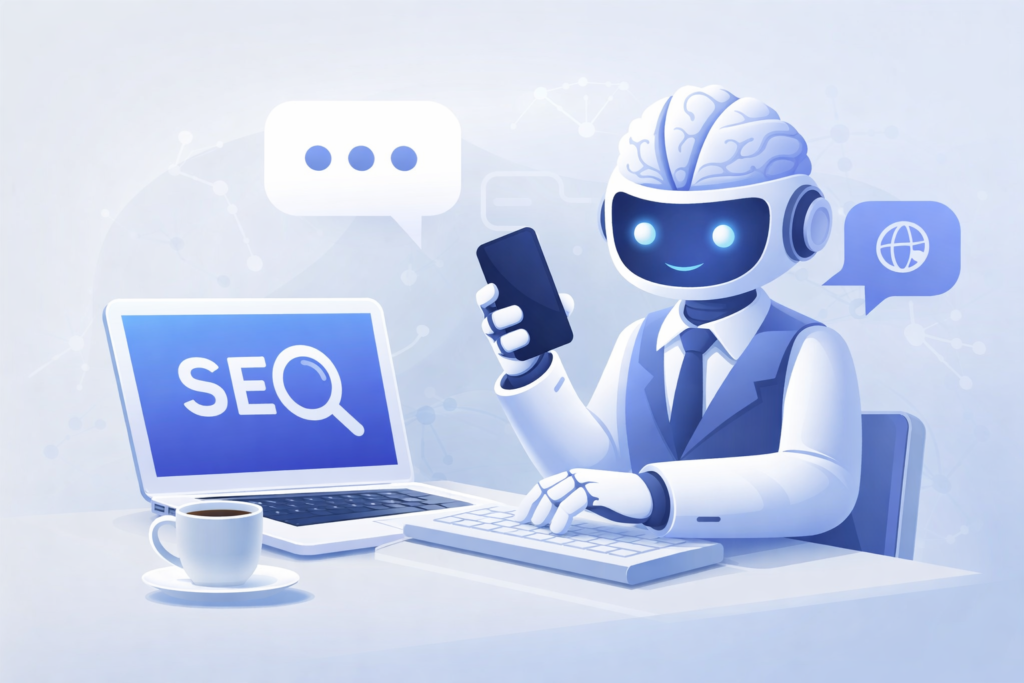 Assistant IA spécialisé en SEO et rédaction de contenu répondant à un message de contact