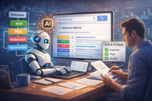 Processus complet de rédaction d’un article SEO avec l’intelligence artificielle, de l’analyse d’intention à l’optimisation E-E-A-T