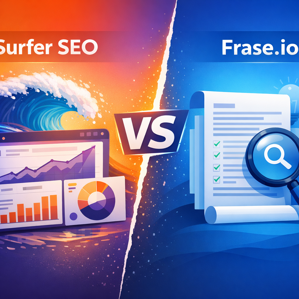 You are currently viewing Surfer SEO vs Frase.io : comparatif honnête 2026 (prix, GEO, verdict)