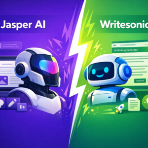Lire la suite à propos de l’article Jasper AI vs Writesonic : comparatif honnête 2026 (prix, français, verdict)