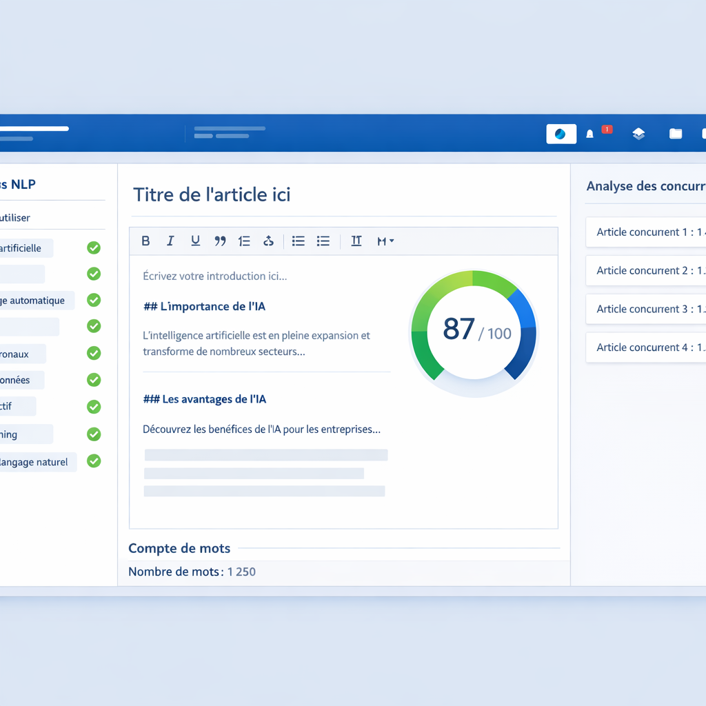Interface Surfer SEO analyse de contenu SEO