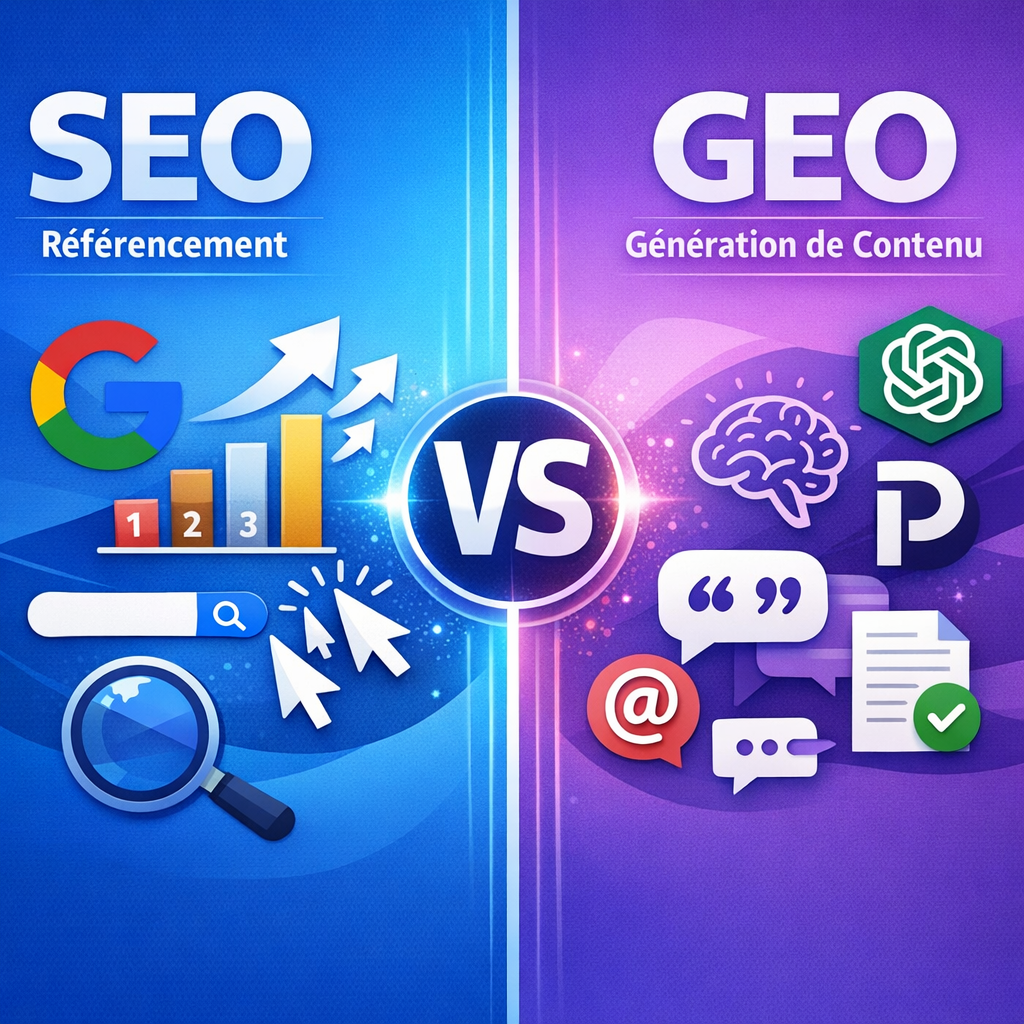 GEO vs SEO différence 2026 optimisation moteurs IA