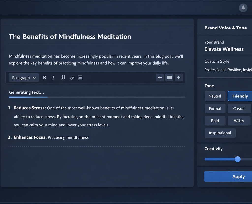 Jasper AI interface éditeur de contenu 2026