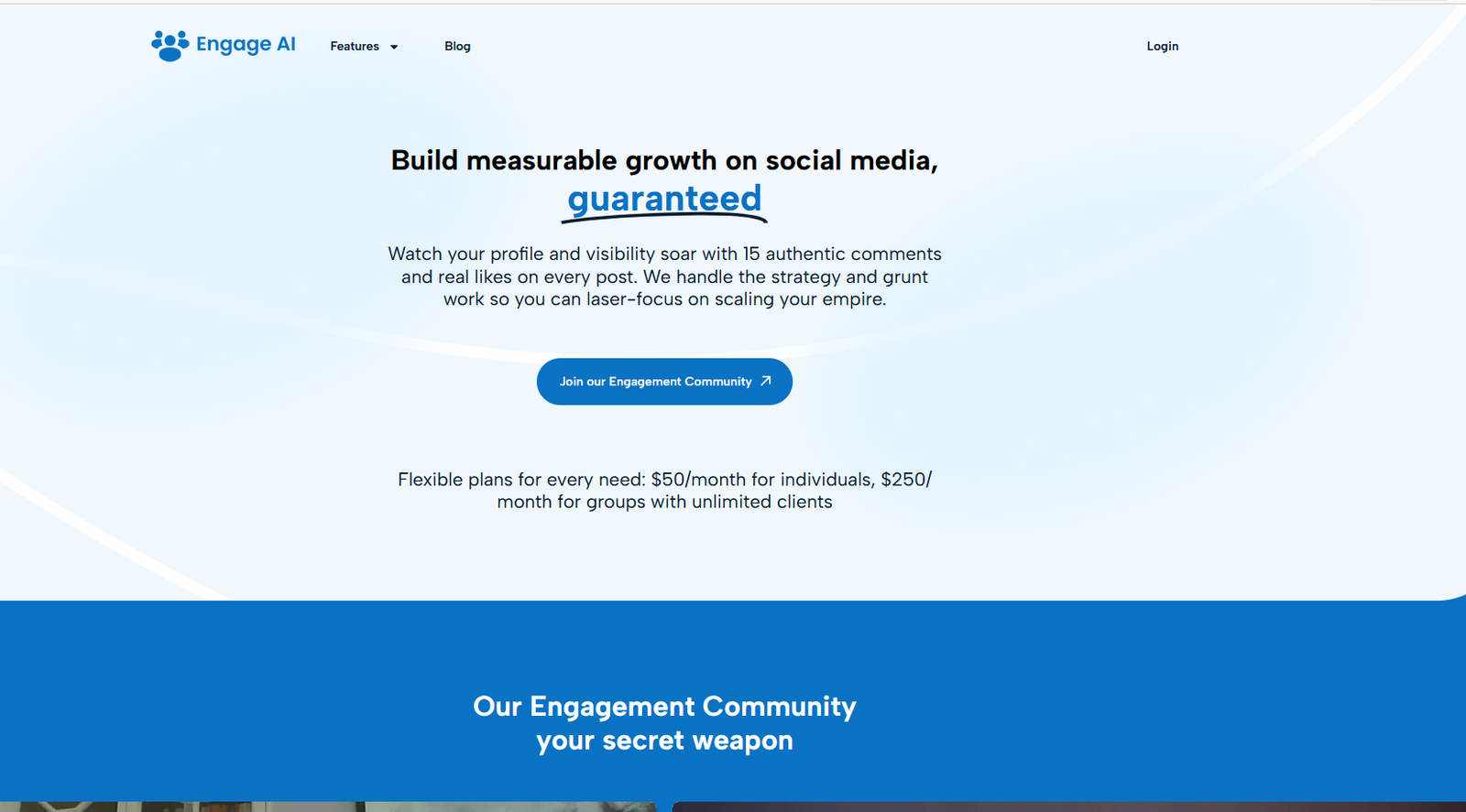 Engage AI — page d'accueil et interface 2026