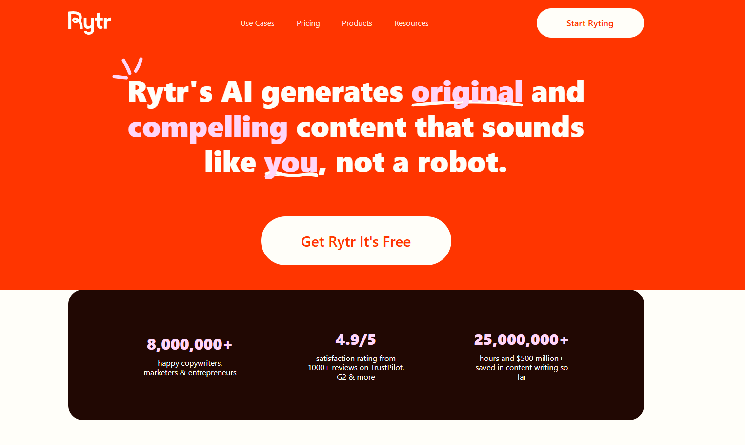 Rytr — page d'accueil et interface principale 2026