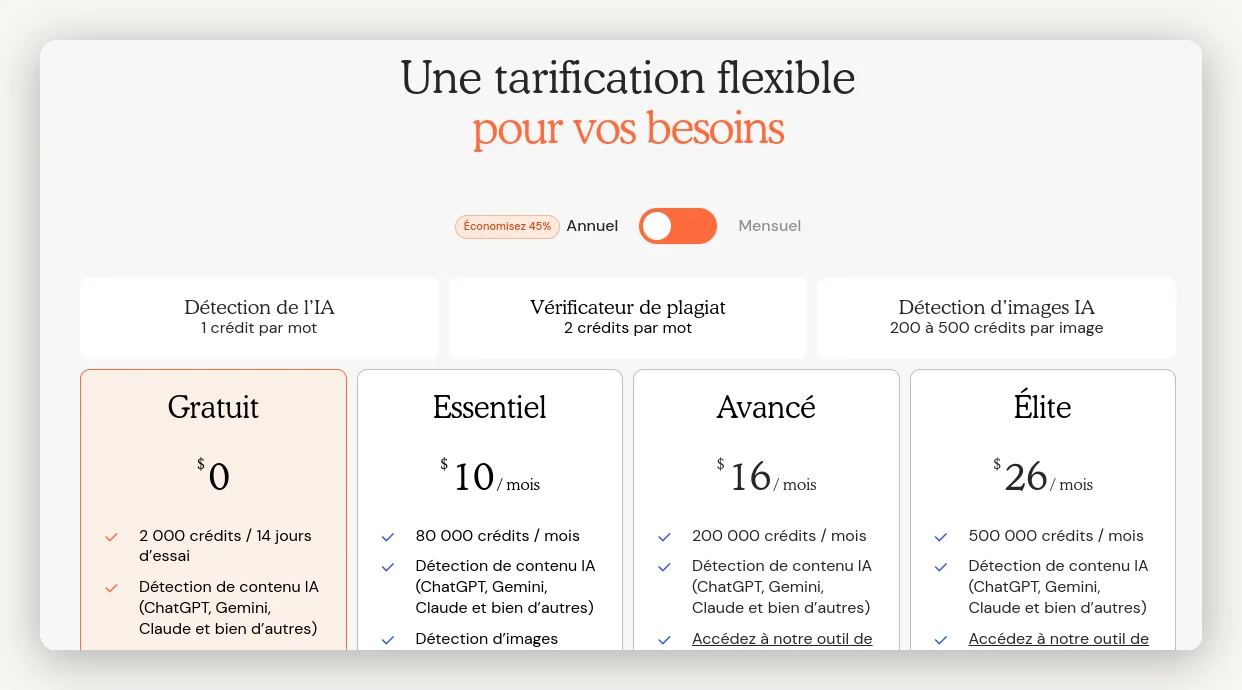 Grille tarifaire Winston AI 2026 : Gratuit, Essentiel 10$, Avancé 16$, Élite 26$ par mois