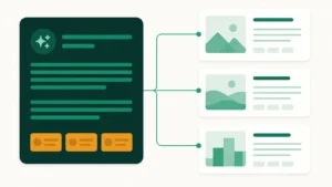 Illustration : un resume genere par IA citant trois sites sources