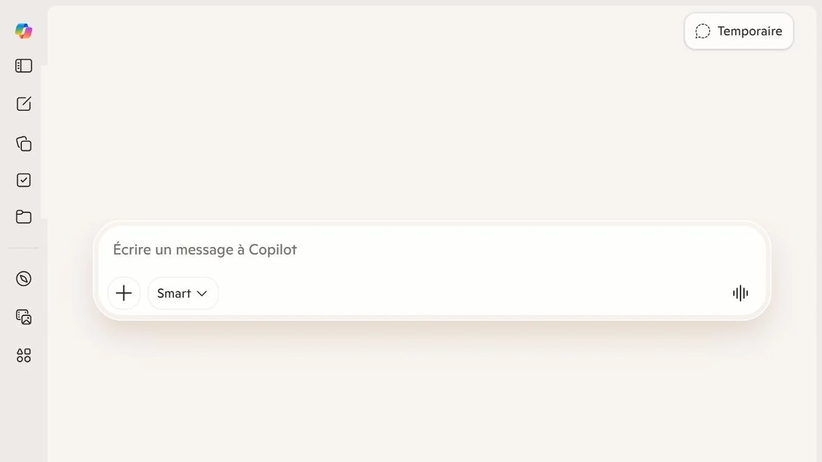 Interface de Microsoft Copilot en francais avec le selecteur de mode Smart