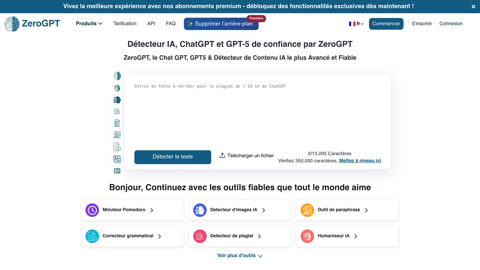 ZeroGPT, detecteur d'IA gratuit en francais avec surlignage des phrases