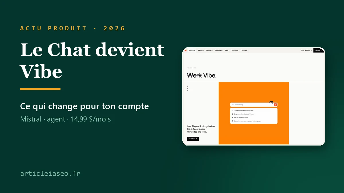 Lire la suite à propos de l’article Le Chat de Mistral devient Vibe : ce qui change en 2026