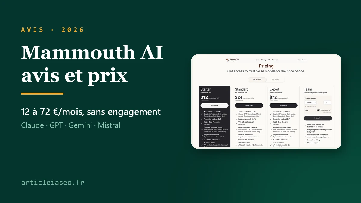 Lire la suite à propos de l’article Mammouth AI : avis, prix et vrais inconvénients (2026)