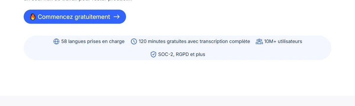 Page d'accueil française de Notta, outil de prise de notes et de transcription par IA