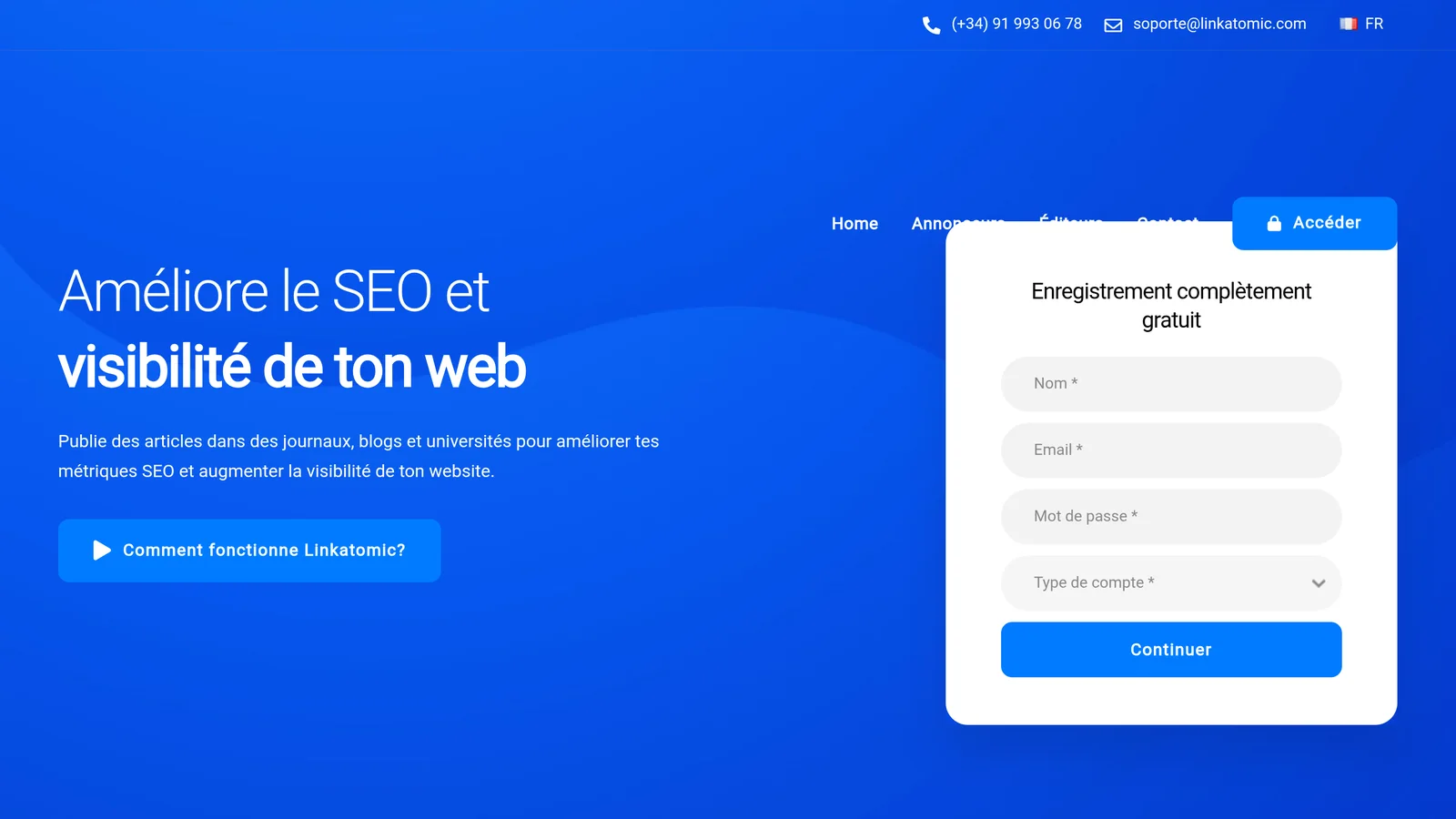 Page annonceurs de Linkatomic : publier dans des journaux, blogs et sites universitaires