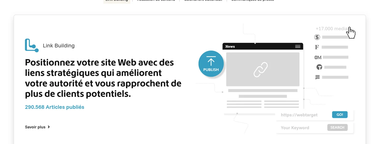 Offre Link Building de Publisuites, plus de 290 000 articles publiés